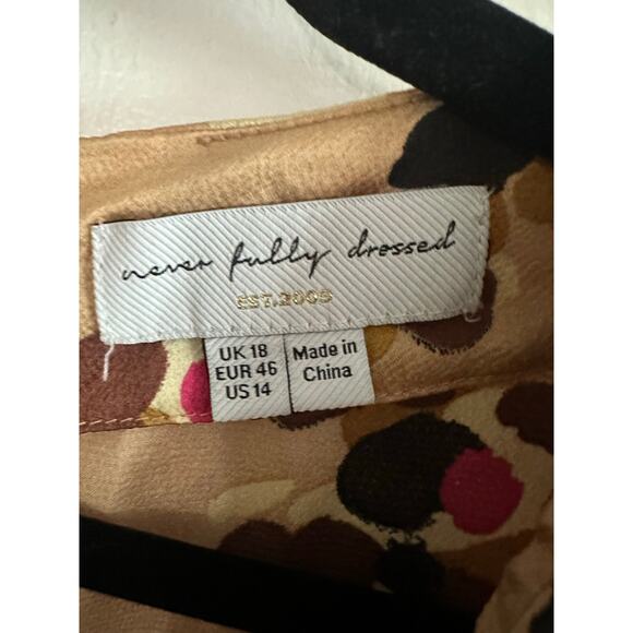 NEVER FULLY DRESSED Gold Louella Satin Animal Print Midaxi Dress - Sz 14 - Picture 4 of 7